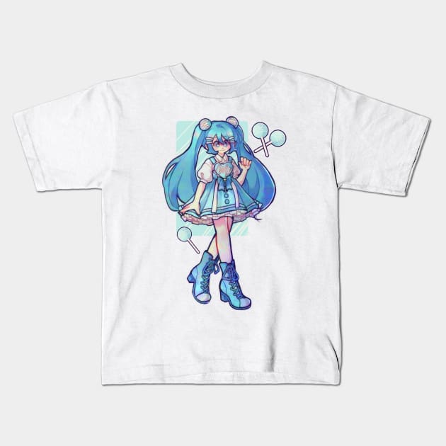 cake pop miku Kids T-Shirt by voluorem